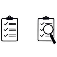 Vector illustration checklist document magnifier icon flat design for bussiness or web