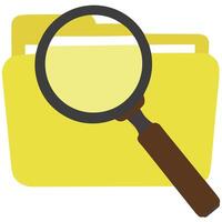 Vector folder and magnifier object search icon illustration