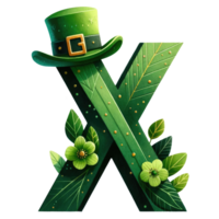 Alphabet Letter X with St. Patrick's Day Hat png