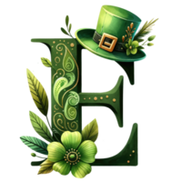 Alphabet Letter E with St. Patrick's Day Hat png
