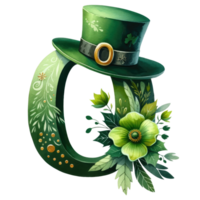 Alphabet Letter O with St. Patrick's Day Hat png