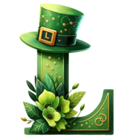 Alphabet Letter L with St. Patrick's Day Hat png