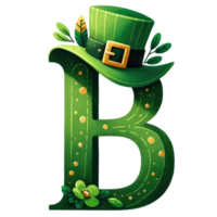 Alphabet Letter B with St. Patrick's Day Hat png