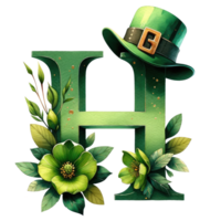 Alphabet Letter H with St. Patrick's Day Hat png