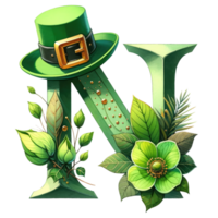 Alphabet Letter N with St. Patrick's Day Hat png