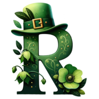 Alphabet Letter R with St. Patrick's Day Hat png