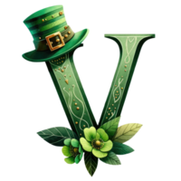 alphabet lettre v avec st. patrick's journée chapeau png