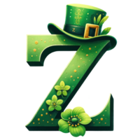 Alphabet Letter Z with St. Patrick's Day Hat png