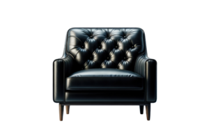 AI generated Black Leather Tufted Armchair png