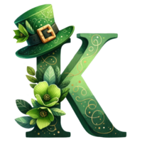 alfabeto carta k com st. patrick's dia chapéu png