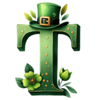 Alphabet Letter T with St. Patrick's Day Hat png