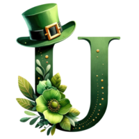 Alphabet Letter U with St. Patrick's Day Hat png