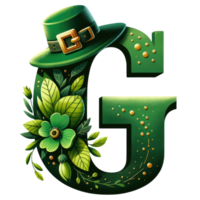 Alphabet Letter G with St. Patrick's Day Hat png