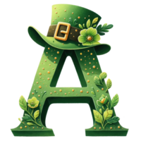 Alphabet Letter A with St. Patrick's Day Hat png