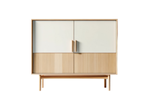 ai gegenereerd modern kabinet met glijden deuren en gecanneleerd ontwerp png