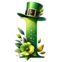 Alphabet Letter I with St. Patrick's Day Hat png