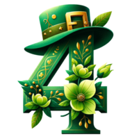 St. Patrick's Day Number four with Floral Decor png