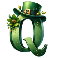 Alphabet Letter Q with St. Patrick's Day Hat png