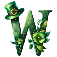 Alphabet Letter W with St. Patrick's Day Hat png