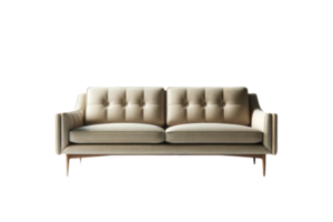 ai generiert stilvoll Beige getuftet Couch mit Kissen png