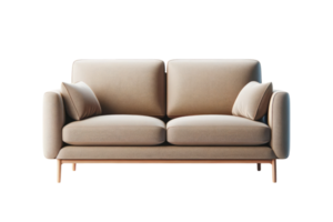 ai gegenereerd beige twee zitter sofa met kussens png