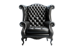 AI generated Black Leather Tufted Armchair png