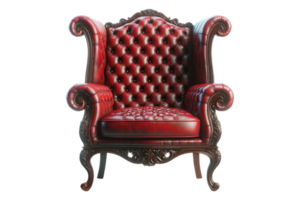 AI generated Luxurious Red Velvet Classic Armchair png
