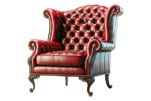 AI generated Luxurious Red Velvet Classic Armchair png