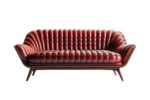 ai généré classique rouge cuir chesterfield canapé png