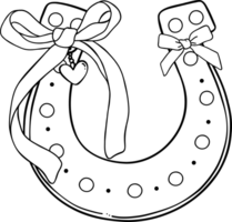 Coquette cowgirl horseshoe outline for coloring png