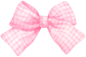 Pink Gingham bow  watercolor png