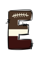 Unique Sports Themed American Football Alphabet Letters Doddle Style for Personal and Commercial Use - Customizable Doodle Patch Letters in Soft Yellow, Brown, and White Colors. png