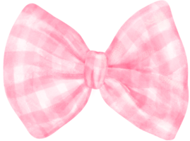 Pink Gingham bow  watercolor png