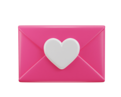 mail envelope icon with pink heart notification new message love latter icon 3d render png