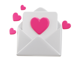 correo sobre icono con rosado corazón notificación nuevo mensaje amor último icono 3d hacer png