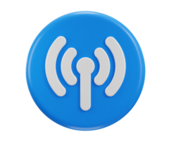 3d network signal icon with circle button icon illustration png