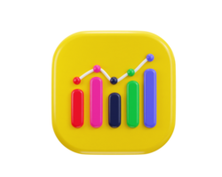 3d chart icon 3d rendering illustration png