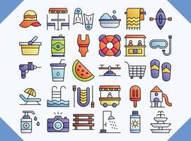 water park line color icon pack vector