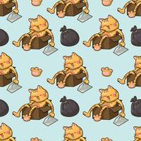 Seamless pattern cat sleeping in a paper box cartoon vector