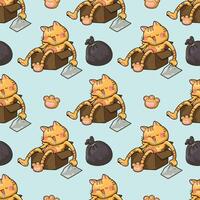 Seamless pattern cat sleeping in a paper box cartoon vector