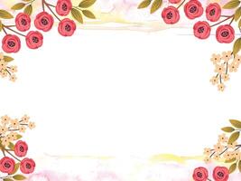 Abstract background vector red, orange flower and leaves frame