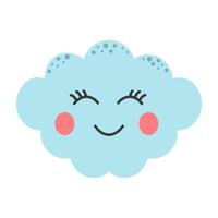 Kawaii cloud. Cute cloud character. Vector illustration isolated on white background.