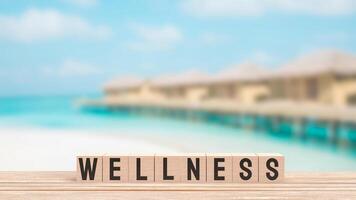 The Wellness on Beach Background for Health concept 3d rendering. photo