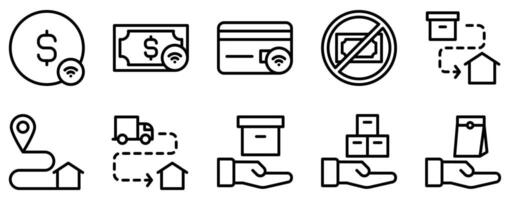 fast food delivery icon line style set collection vector