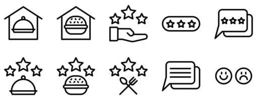 fast food delivery icon line style set collection vector