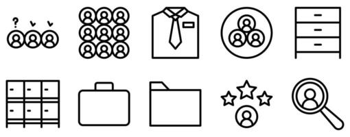 work office icon line style set collection vector