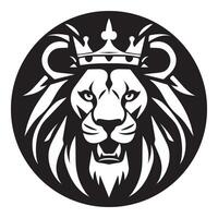 AI generated lion wearing crown iconic logo vector illustration