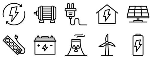 energy icon line style set collection vector