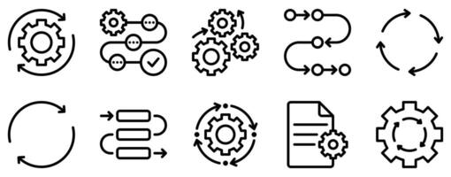 Process icon line style set collection vector