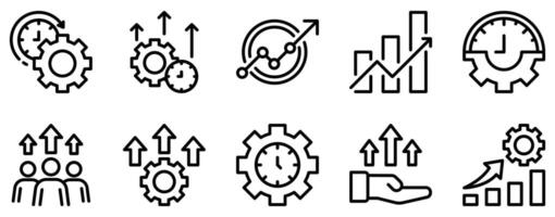 productivity icon line style set collection vector